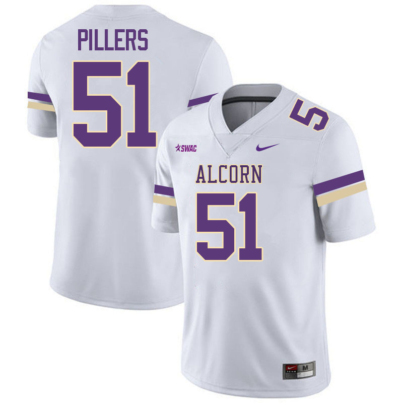 Alcorn State Braves #51 Lawrence Pillers College Football Jerseys,Uniforms Stitched-White
